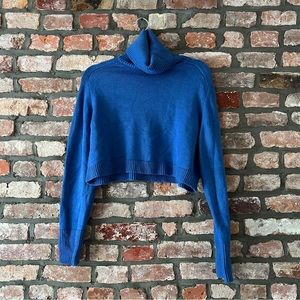 Zara Blue Cropped Turtleneck Sweater